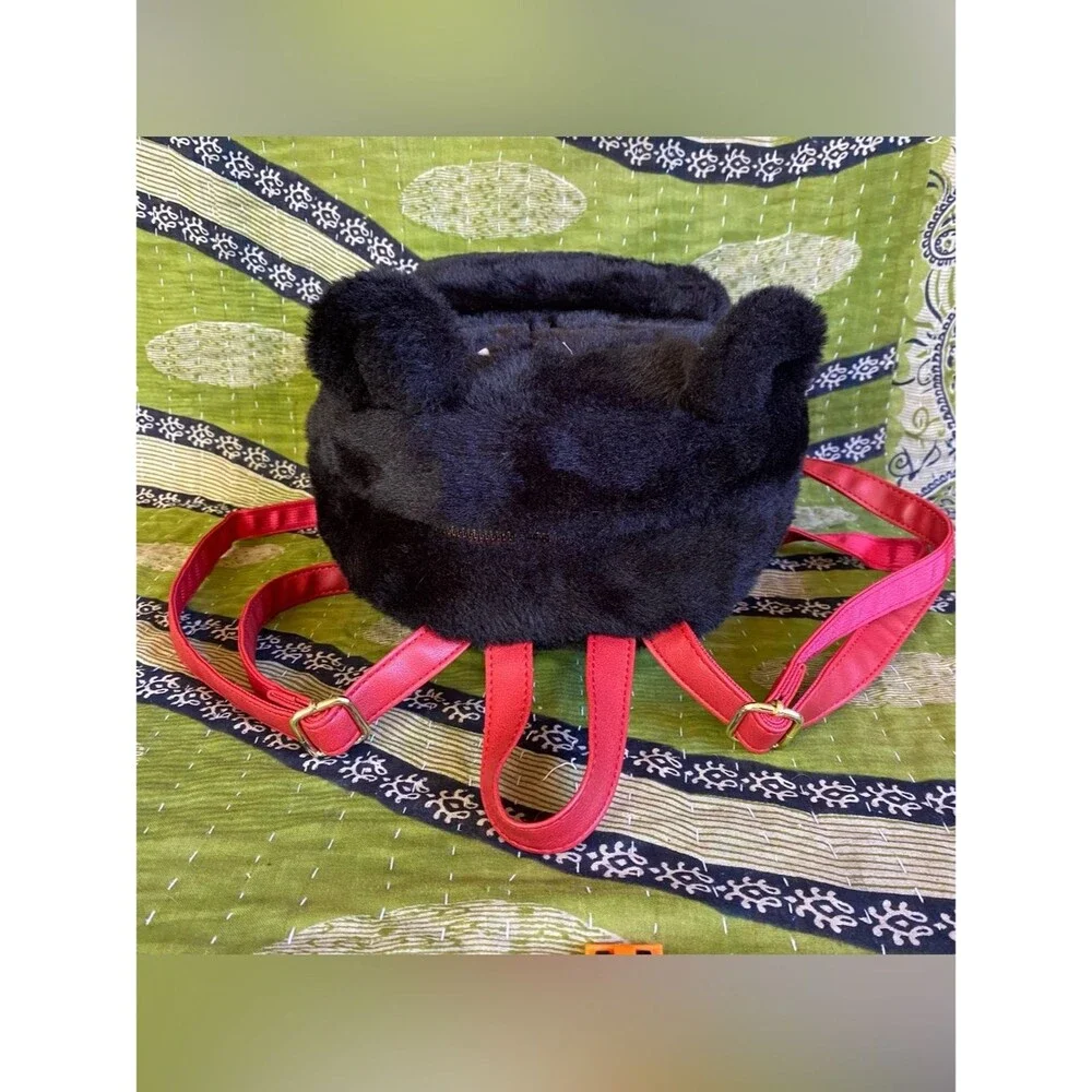 Bioworld Black Gloomy Naughty Grizzly Fuzzy Plush Mini Backpack Kawaii Kidcore